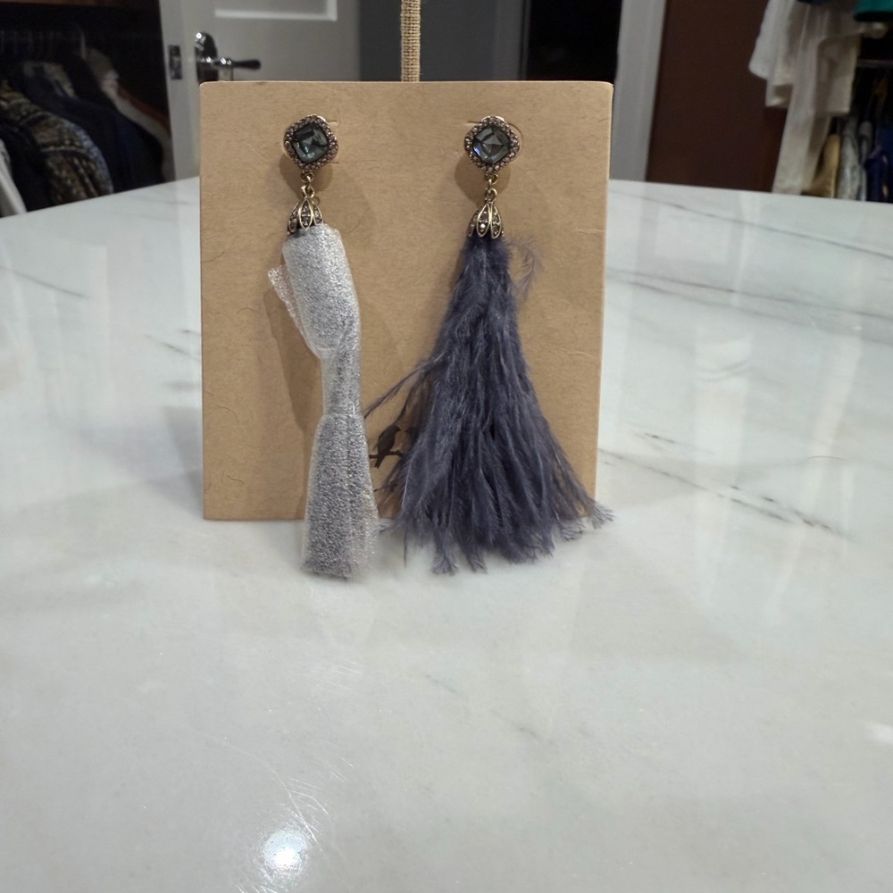 Elegant Gray Tassel Earrings